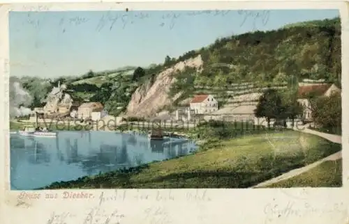 Gruss aus Diesbar
 Ansichtskarte / Postkarte, Motiv aus Sachsen zwischen Radebeul und Meissen, Verlagsnummer 301, benutzt 25.5.1900, Photochromie. 