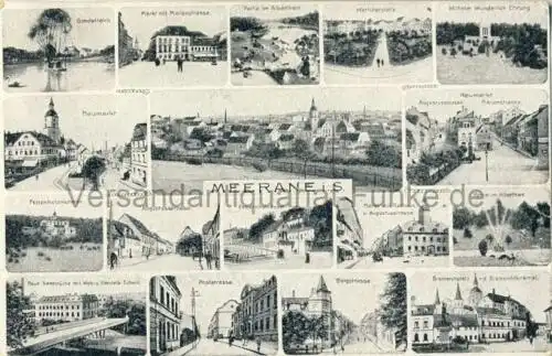 Meerane - 17-Ansichten-Postkarte
 Ansichtskarte / Postkarte, Motiv aus Sachsen, Verlagsnummer  da. 5, benutzt 19.6.1942, Karte aber wahrscheinlich einiges älter. 