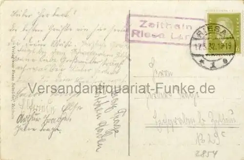 Gruss aus Zeithain
 Ansichtskarte / Postkarte, Motiv bei Riesa / Sachsen, benutzt 17.5.1932. 