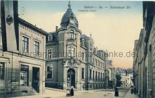 Sebnitz - Schandauer Strasse (Kaiserliches Postamt)
 Ansichtskarte / Postkarte, Motiv aus Sachsen, Verlagsnummer 733, benutzt 5.1.1913 Sebnitz, Chromolitho. 