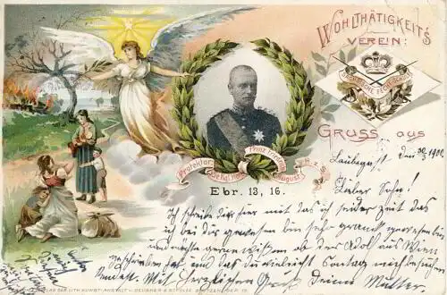 Wohlthätigkeitsverein Sächsische Fecht Schule, Protektor Se. Kgl. Hoheit Prinz Friedrich August H. z. S.   Gruss aus ... Karte
 Ansichtskarte / Postkarte, Verlagsnummer Dep.. 