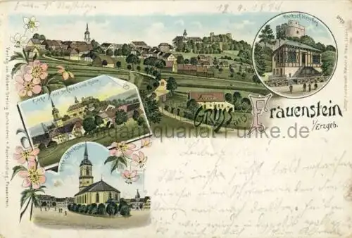 Gruss aus Frauenstein
 Ansichtskarte / Postkarte, Motiv aus Sachsen, Druck bei Mehner & Maas in Leipzig Nr. 479, benutzt 13.9.1899. 