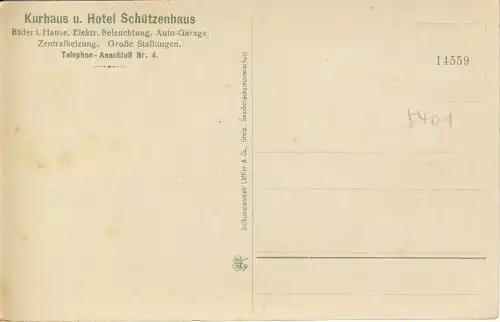 Sommerfrische Schöneck i. Vogtland - Hotel Schützenhaus
 Ansichtskarte / Postkarte, Motiv aus Sachsen, unbenutzt. 