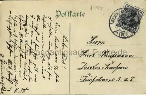 Gruss aus dem Vogtlande (Klingenthal / Markneukirchen / Adorf / Oelsnitz / Rodewisch / Auerbach / Falkenstein / Treuen / Plauen)
 Ansichtskarte / Postkarte, Motiv aus Sachsen / Vogtland, benutzt 15.1.1908 Reichenbach, Chromolitho. 