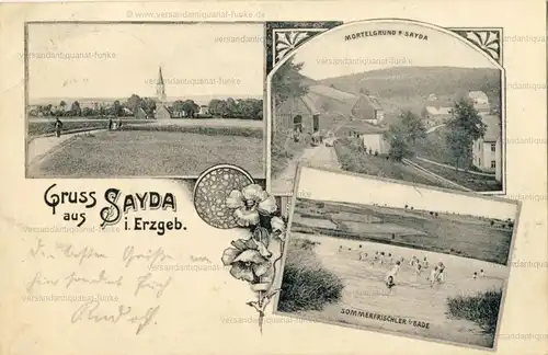 Gruss aus Sayda
 Ansichtskarte / Postkarte, Motiv aus Sachsen, Verlagsnummer 4087, benutzt um 1907. 