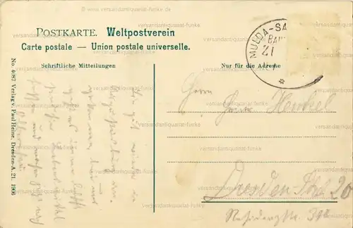 Gruss aus Sayda
 Ansichtskarte / Postkarte, Motiv aus Sachsen, Verlagsnummer 4087, benutzt um 1907. 