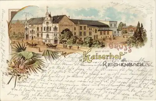 Gruss aus dem Kaiserhof Reichenbach
 Ansichtskarte / Postkarte, Motiv aus Vogtland / Sachsen, Verlagsnummer 342, benutzt 11.09.1911 Reichenbach, Chromolitho. 