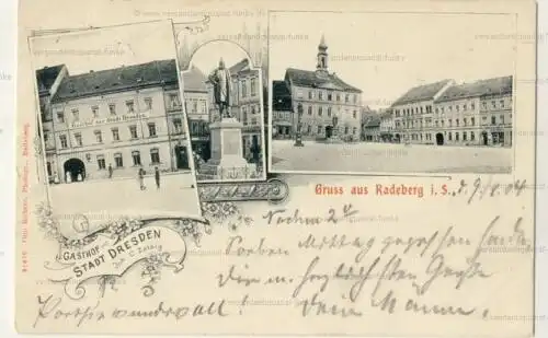 Gruss aus Radeberg i. S
 Ansichtskarte / Postkarte, Motiv aus Sachsen, Verlagsnummer 81670, benutzt 9.8.1904. 