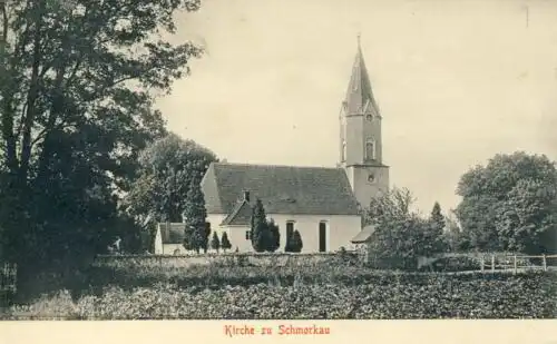 Kirche zu Schmorkau
 Ansichtskarte / Postkarte, Motiv aus Ortsteil von Neukirch, Lausitz / Sachsen, benutzt Königsbrück 10.6.1918 (Feldpost ohne Marke). 