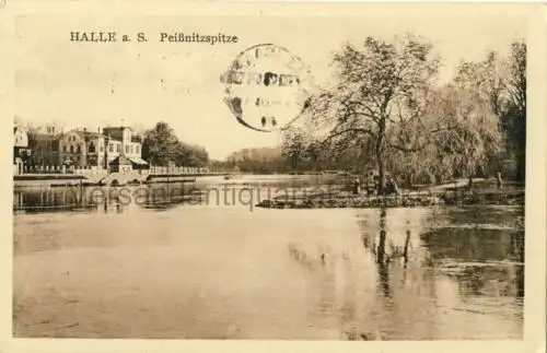 Halle a. d. S. - Peißnitzspitze
 Ansichtskarte / Postkarte, Motiv aus Sachsen-Anhalt, benutzt 20.11.1933. 