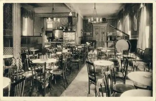 Eisleben - Café Volber - Konzert-Café mit Konditorei
 Ansichtskarte / Postkarte, Motiv aus Sachsen-Anhalt, benutzt 31.7.1937 Eisleben. 