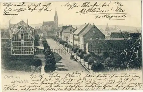 Gruss von Leinefelde
 Ansichtskarte / Postkarte, Motiv aus Thüringen, benutzt Leinefelde 10.2.1906. 