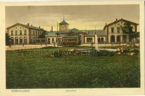 Nordhausen - Bahnhof
 Ansichtskarte / Postkarte, Motiv aus Thüringen, benutzt 7.6.1916 Nordhausen. 