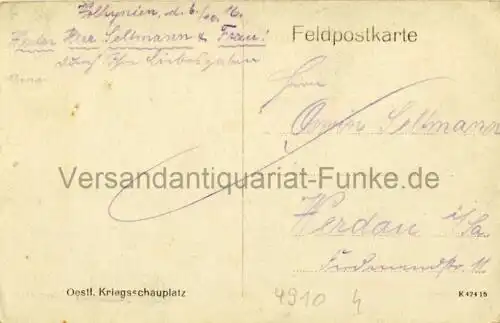 Tuckum (Kurland) - Schloß Durben (Durbe)
 Ansichtskarte / Postkarte, Motiv heute Tukums in Latvija / Lettland, Verlagsnummer K 424 16, unbenutzt, aber mit Adresse, Datum und Anrede versehen aus der Kartenserie: Oestl. Kriegsschauplatz. 