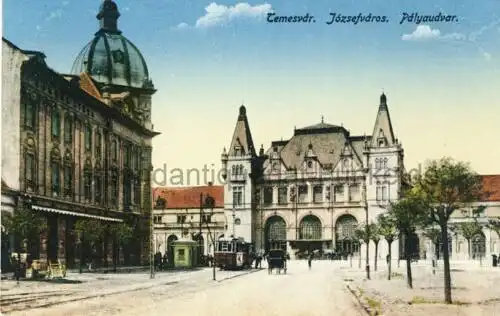 Temesvár  - Józsefváros Pályaudvar (Bahnhof Josefstadt)
 Ansichtskarte / Postkarte, Motiv aus Timișoara / Rumänien, Verlagsnummer  1916/20 Bc., unbenutzt. 