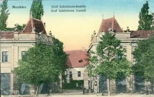 Munkács   Gróf Schönborn kastély / Munkatsch   Graf Schönborn Kastell
 Ansichtskarte / Postkarte, Motiv aus Österreich Ungarn, Verlagsnummer Nr. 2007, benutzt 24.4.1915.. 