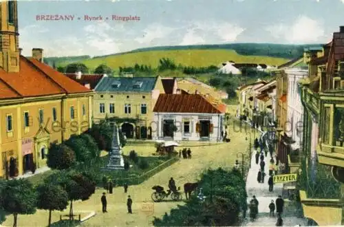 Brzezany - Rynek / Ringplatz
 Ansichtskarte / Postkarte, Motiv aus Bereschany / Stadt in der Ukraine / Breschan, Verlagsnummer 2 / 6473, unbenutzt, aber komplett beschrieben, Chromolitho / Künstlerkarte Henryk Frist, Kraków 1910. 