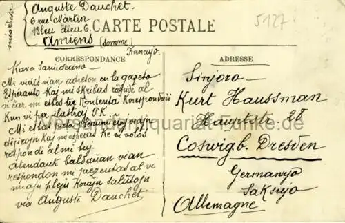 Amiens - La Gare
 Frankreich, Postkarte, postalisch benutzt Amiens gare 2.7.1913 Verlagsnummer 56. 