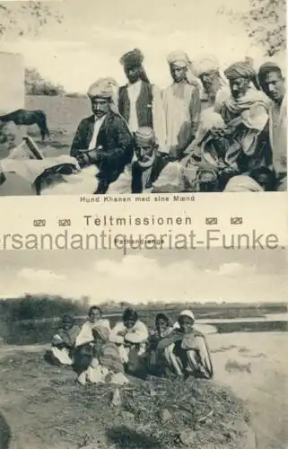 Teltmissionen   Hund Khanen med sine mænd (Khan der Hindi ??? und seine Männer) / Pathandrenge (Pathan Jungen)
 Ansichtskarte / Postkarte, Motiv aus Pakistan.. 