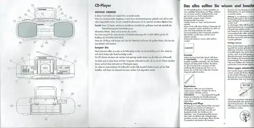 Gebrauchsanweisung für tragbaren Kassetten-Radio-Recorder Telefunken RC 880 CD (mit CD-Player). 