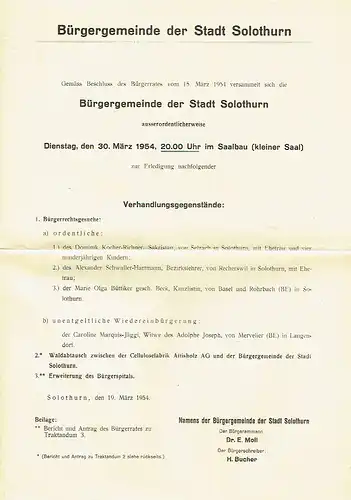 k.A: Bauvorhaben 1953
 Die Erweiterung des Bürgerspitals der Stadt Solothurn. 