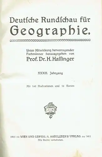 Deutsche Rundschau für Geographie
 33. Jahrgang. 