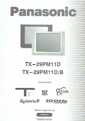 Bedienungsanleitung für Panasonic Farbfernseher TX-29PM11D / TX-29PM11D/B. 