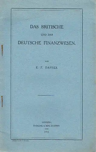 E. F. Davies: Das britische und das deutsche Finanzwesen. 