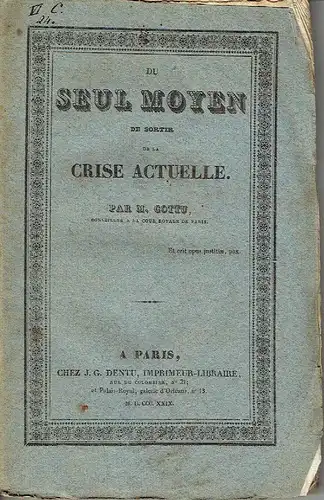 M. Cottu: Du seul moyen de sortir crise actuelle. 