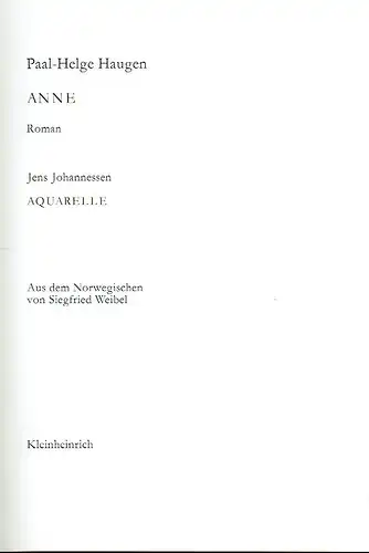 Paal-Helge Haugen: Anne. 