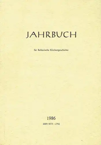 Jahrbuch für Schlesische Kirchengeschichte. 