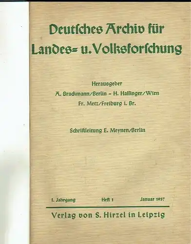 Deutsches Archiv für Landes- u. Volksforschung. 