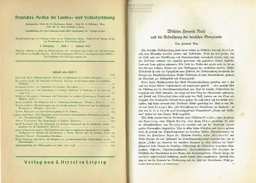 Deutsches Archiv für Landes- u. Volksforschung
 1. Jahrgang, Heft 1. 