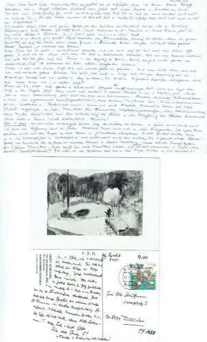 Gerti Schlegel, Malerin aus Berlin (geb. 1952 in Fuchshain)
 Konvolut Grafik, Karten, Brief, Katalog. 