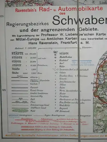 Schwaben
 Weite Umgebung von Augsburg und Ulm nebst Allgäu und Vorarlberg
 Ravenstein's Rad- & Automobil-Karte für den Bayerischen Regierungsbezirk, Nr. 51. 