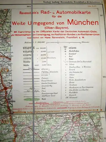 Ober-Bayern
 Weite Umgebung von München
 Ravenstein's Rad- & Automobil-Karte, Nr. 50. 