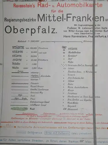Mittelfranken und Oberpfalz
 Weite Umgebung von Nürnberg, Fürth und Regensburg
 Ravenstein's Rad- & Automobil-Karte, Nr. 47. 
