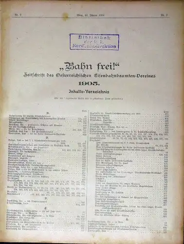 Bahn frei!
 Zeitschrift des Österreichischen Eisenbahnbeamten-Vereines, 19. Jahrgang, 36 Hefte komplett. 