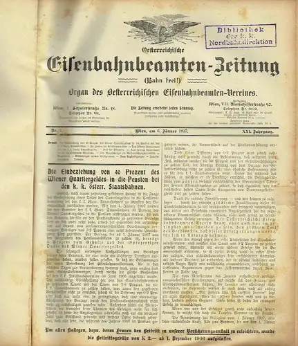 Bahn frei!
 Zeitschrift des Österreichischen Eisenbahnbeamten-Vereines, 21. Jahrgang, 52 Hefte, wahrscheinlich komplett. 