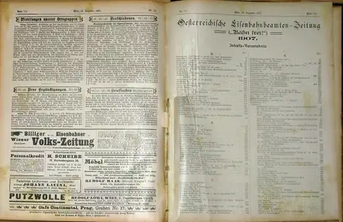 Bahn frei!
 Zeitschrift des Österreichischen Eisenbahnbeamten-Vereines, 21. Jahrgang, 52 Hefte, wahrscheinlich komplett. 