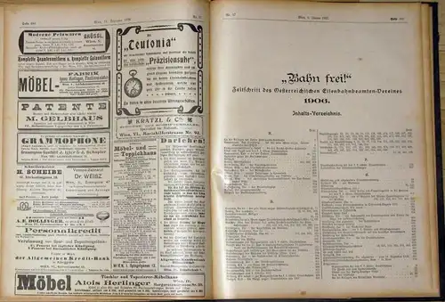 Bahn frei!
 Zeitschrift des Österreichischen Eisenbahnbeamten-Vereines, 20. Jahrgang, 37 Hefte komplett. 