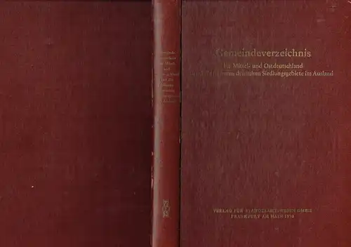 Gemeindeverzeichnis für Mittel- und Ostdeutschland
 und die früheren deutschen Siedlungsgebiete im Ausland. 