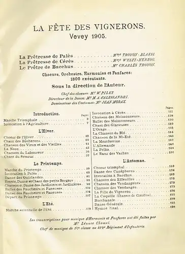 René Morax
 Gustave Doret: La Fête des Vignerons
 Vevey 1905. 