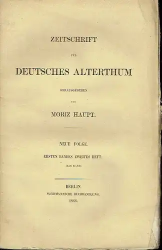 Zeitschrift für Deutsches Alterthum. 