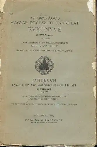 Jahrbuch der ungarischen archäologischen Gesellschaft. 