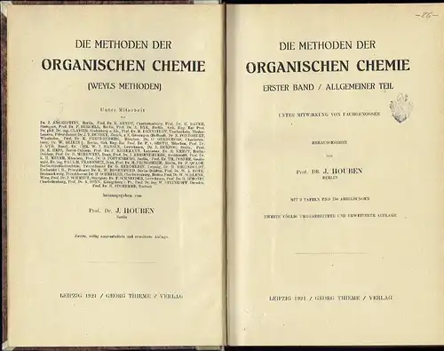 Die Methoden der organischen Chemie
 Die Methoden der organischen Chemie (Weyls Methoden), Band 1: Allgemeiner Teil. 