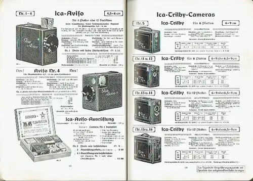 Illustrierte Preisliste über photographische Apparate und Bedarfsartikel. 