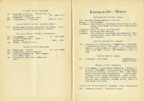 W. Morgenthaler: Kunst- und Kunstgewerbeausstellung Achern i. B
 Ausstellung bildender Künstler des Bezirkes Achern. 