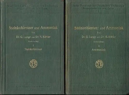 Dr. Georg Lunge
 Dr. Hippolyt Köhler: 2 Bände, komplett
 Die Industrie des Steinkohlenteers und des Ammoniaks. 