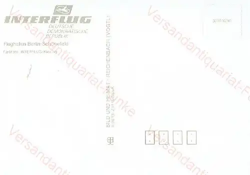 Interflug 4 Postkarten Flugzeug und Flughafen
 Ansichtskarte / Postkarte - Verlagsnummer: Z 01 15 0706 K (0705, 0976 und 1098) Karten des A 310, der IL 62, der L 410 und des Flughafens Berlin-Schönefeld. 